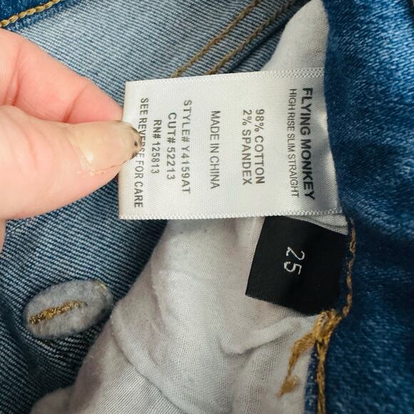 Flying Monkey Distressed Straight Leg Blue Jean Women’s Size 25 - Picture 7 of 8